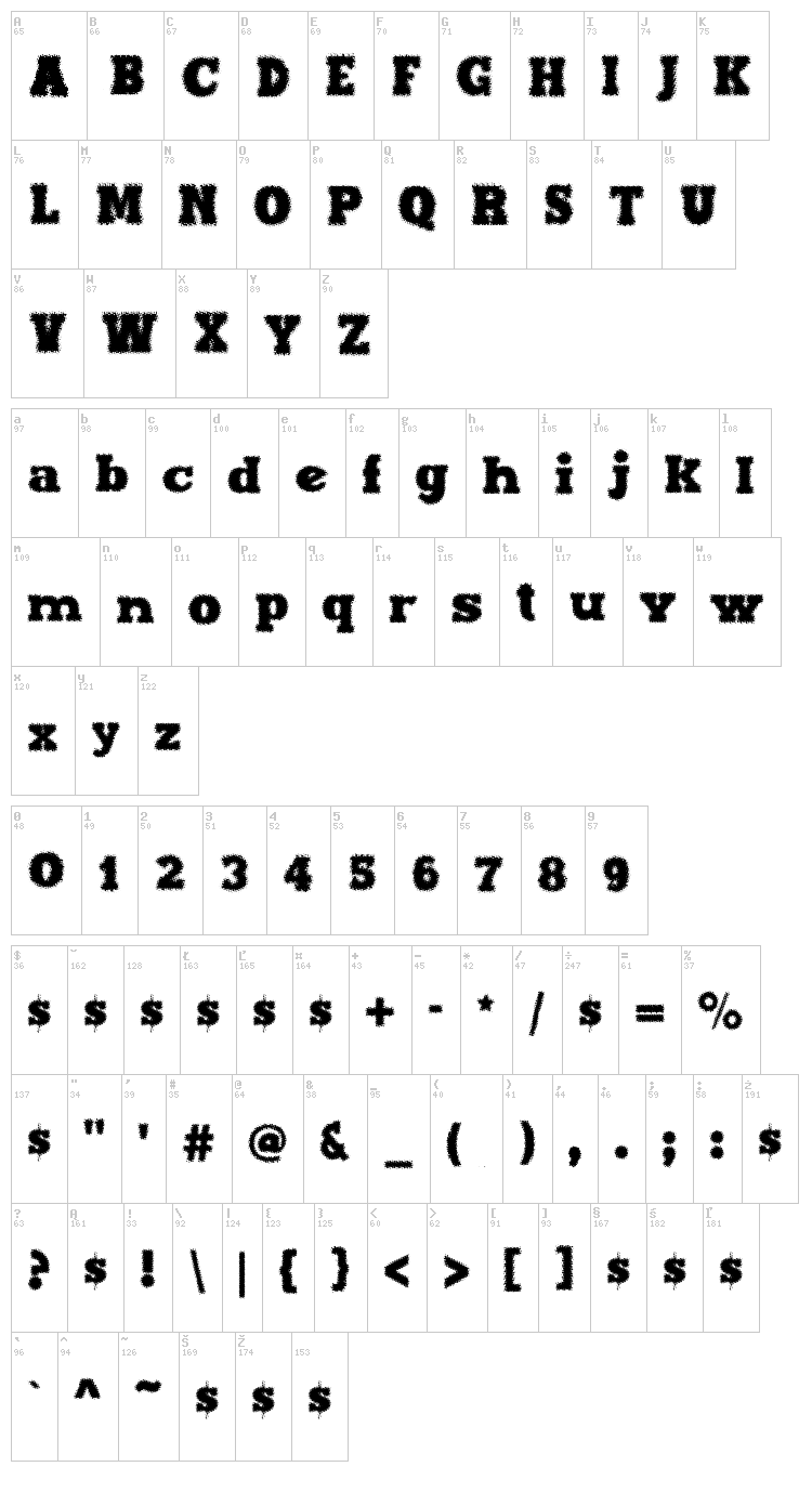 Maxxi Dots font map